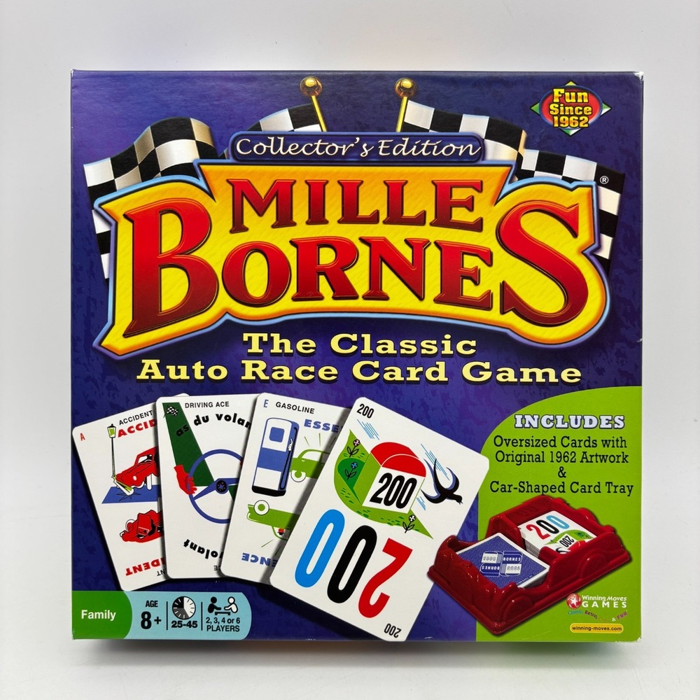 Mille Bornes Card Game with Car-Shaped Tray COMPLETE Winning Moves 2011 French